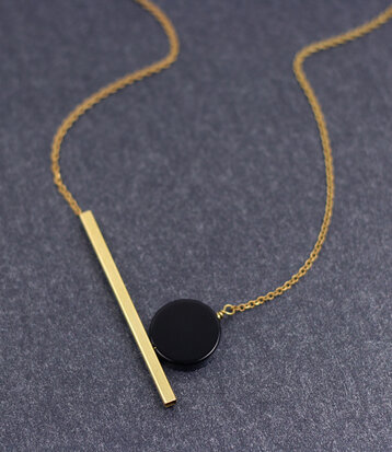 Geometric moon short necklace