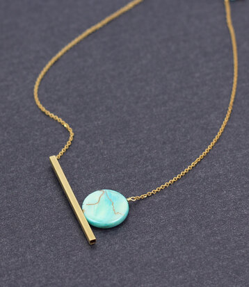 Geometric moon short necklace