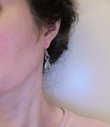 Sterling silver evil eye earrings with amethyste