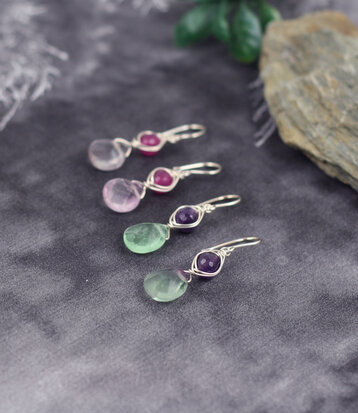 Sterling silver evil eye earrings with amethyste