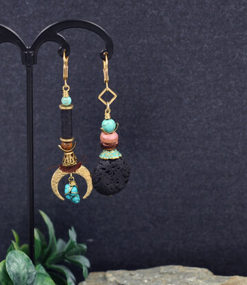 Crescent earrings with turquoise