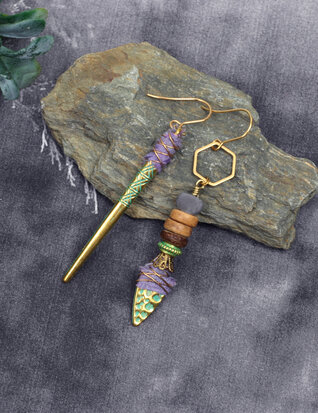 Mismatched boho stick earrings