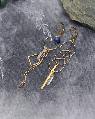 Lapis lazuli golden circles earrings
