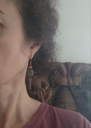 Green agate viking earrings