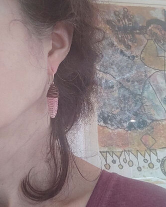 Copper old rose snake earrings