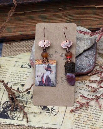 Geisha copper earrings