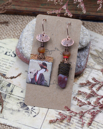 Geisha copper earrings