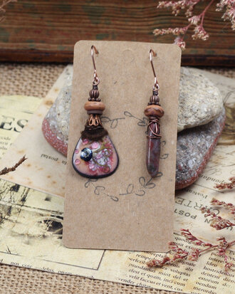 Copper abstract earrings
