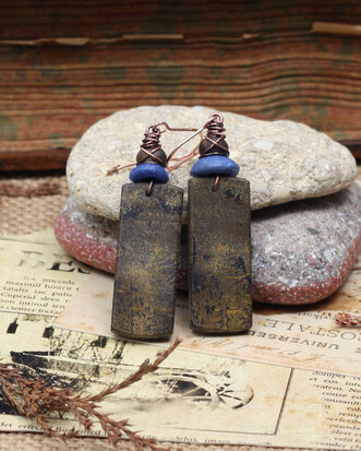 Japanese picture jasper slice earrings