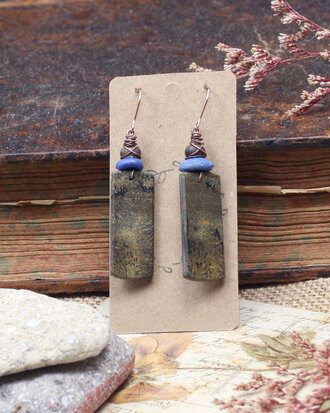 Japanese picture jasper slice earrings