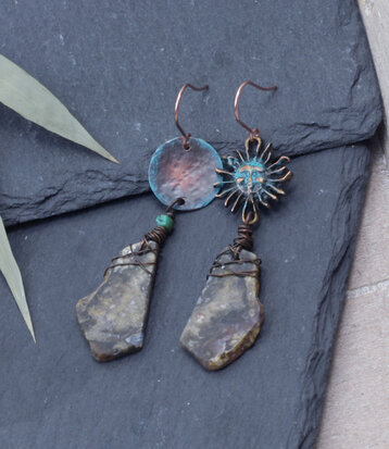 Moon, Sun and Earth earrings