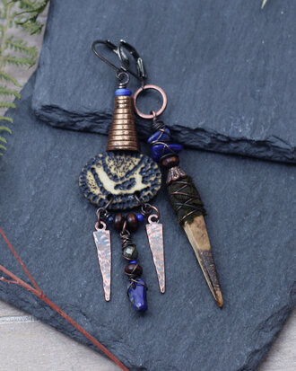 Tribal earrings with lapis lazuli