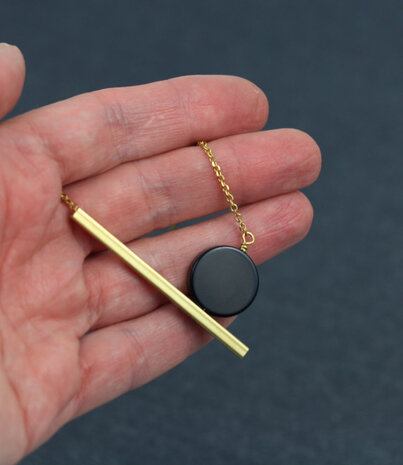 Geometric moon short necklace