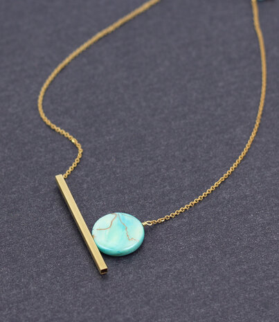 Geometric moon short necklace