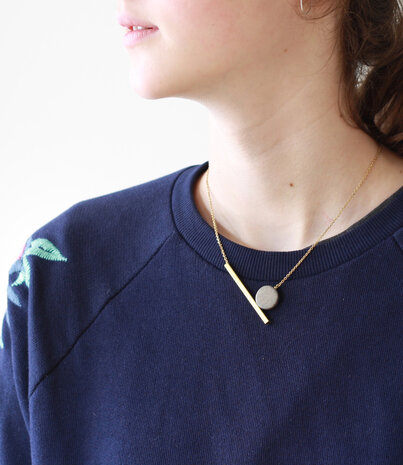Geometric moon short necklace