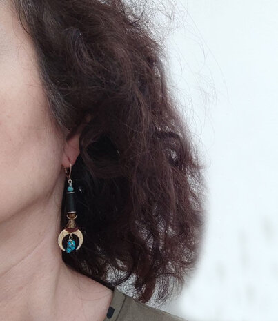 Crescent earrings with turquoise