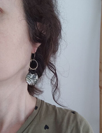 Olive green stick earrings