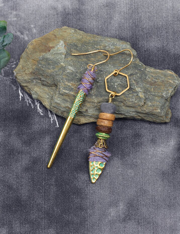 Mismatched boho stick earrings