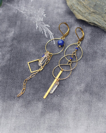 Lapis lazuli golden circles earrings