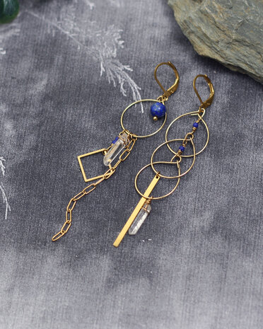 Lapis lazuli golden circles earrings