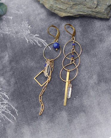 Lapis lazuli golden circles earrings