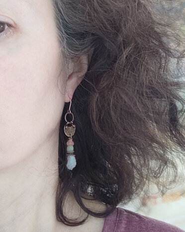 Tree of life blue green earrings
