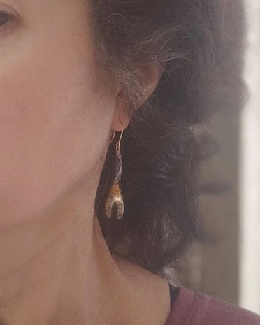 Lapis lazuli and jaspe crescent earrings