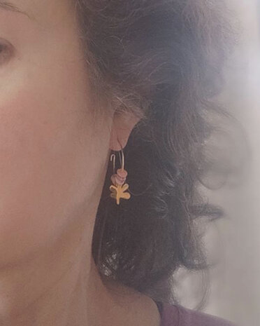 Golden fern hoop earrings