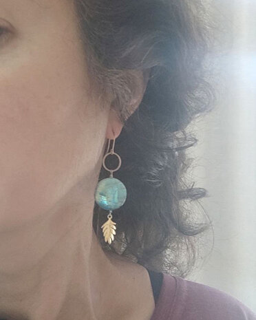 Golden blue Fern earrings