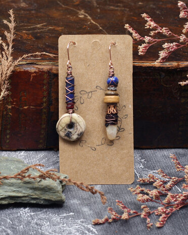 Copper lapis lazuli earrings