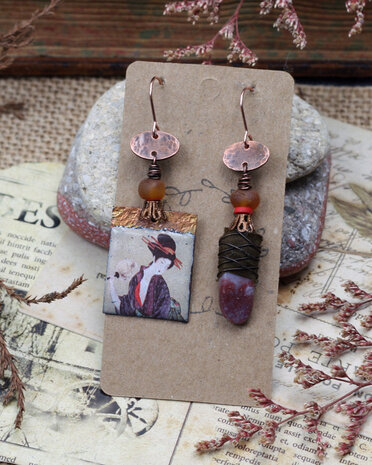 Geisha copper earrings