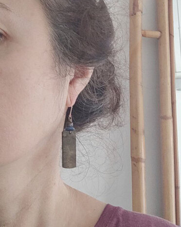 Japanese picture jasper slice earrings