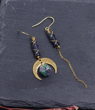Lapis lazuli crescent moon earrings