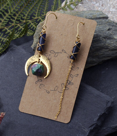 Lapis lazuli crescent moon earrings
