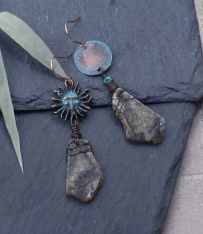 Moon, Sun and Earth earrings