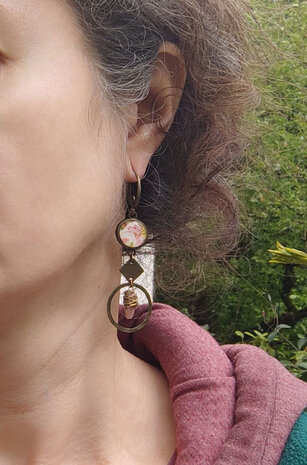 Bronze geometric floral earrings