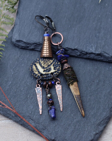 Tribal earrings with lapis lazuli