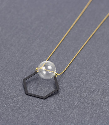 Long Bubble and hexagon necklace
