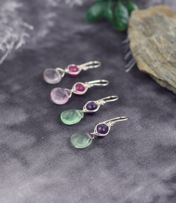 Sterling silver evil eye earrings with amethyste