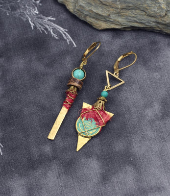 Golden turquoise arrow earrings