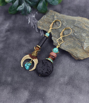 Crescent earrings with turquoise