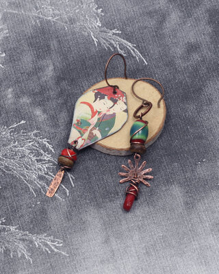 Geisha copper earrings