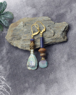 Boho lapis lazuli earrings