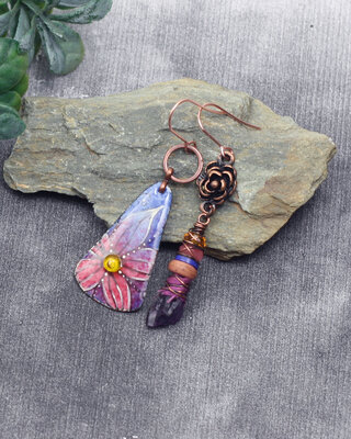 Amethyst Flowers boho earrings