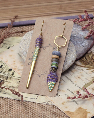 Mismatched boho stick earrings