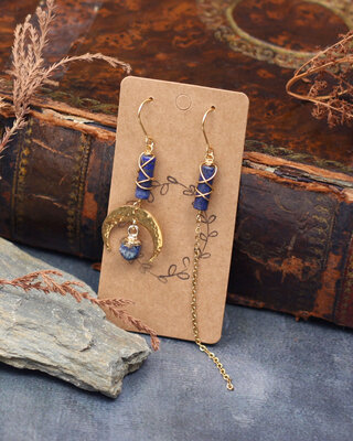 Lapis lazuli crescent moon earrings