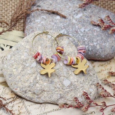 Golden fern hoop earrings