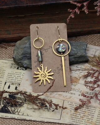 Sun and Moon Abalone shell earrings