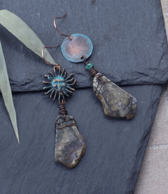 Moon, Sun and Earth earrings