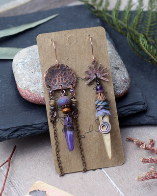 Indian earrings with amethyst